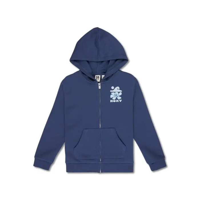Felpa con cerniera a cappuccio da bambina Roxy Surf Feeling Brushed Bleu