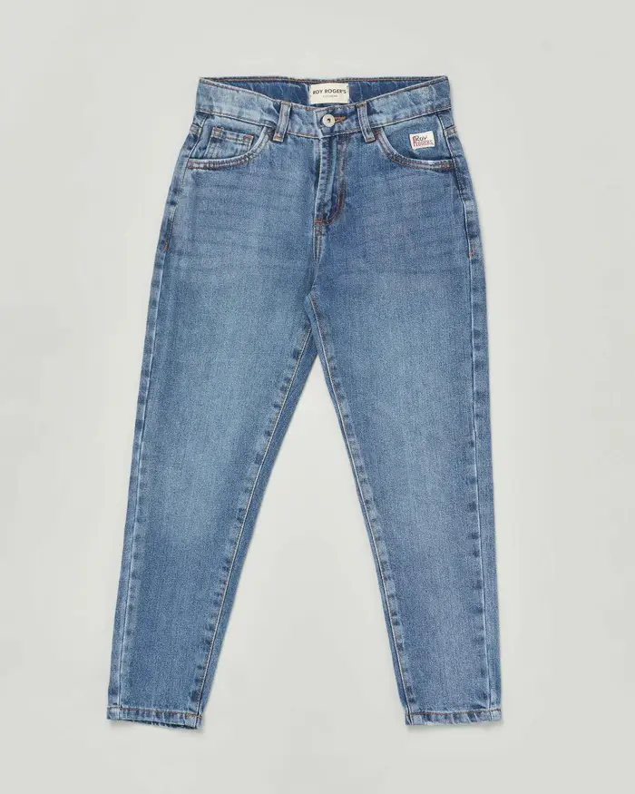 Jeans Roy Roger s carrot fit a lavaggio medio stone washed con baffature