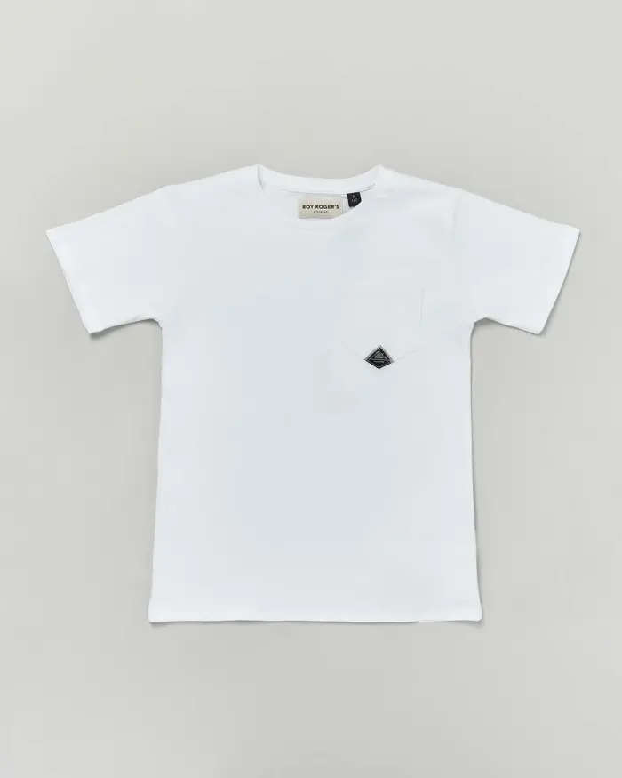 T-shirt Roy Roger s bianca mezza manica in puro cotone con taschino