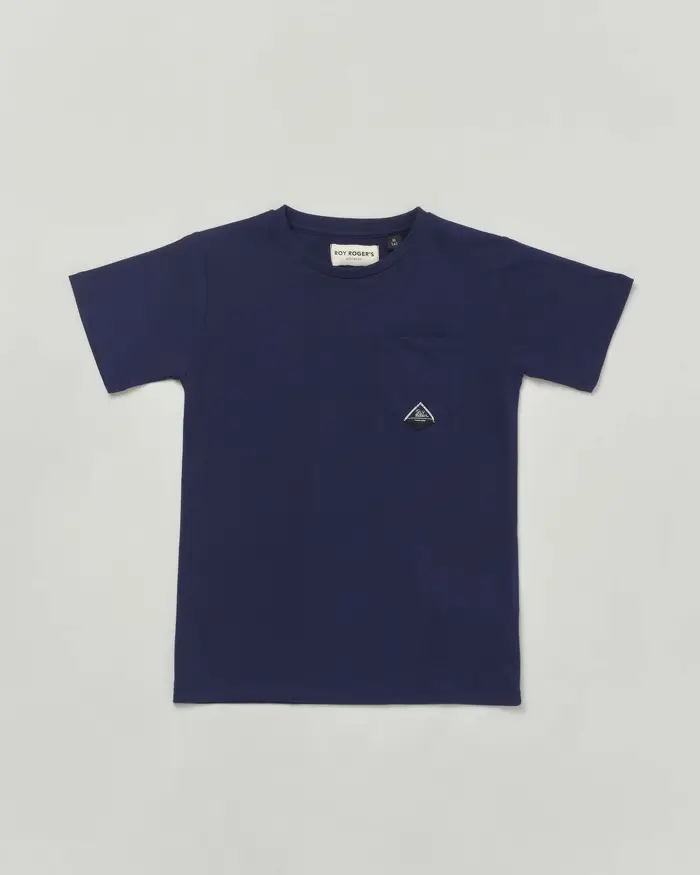 T-shirt Roy Roger s blu mezza manica in puro cotone con taschino