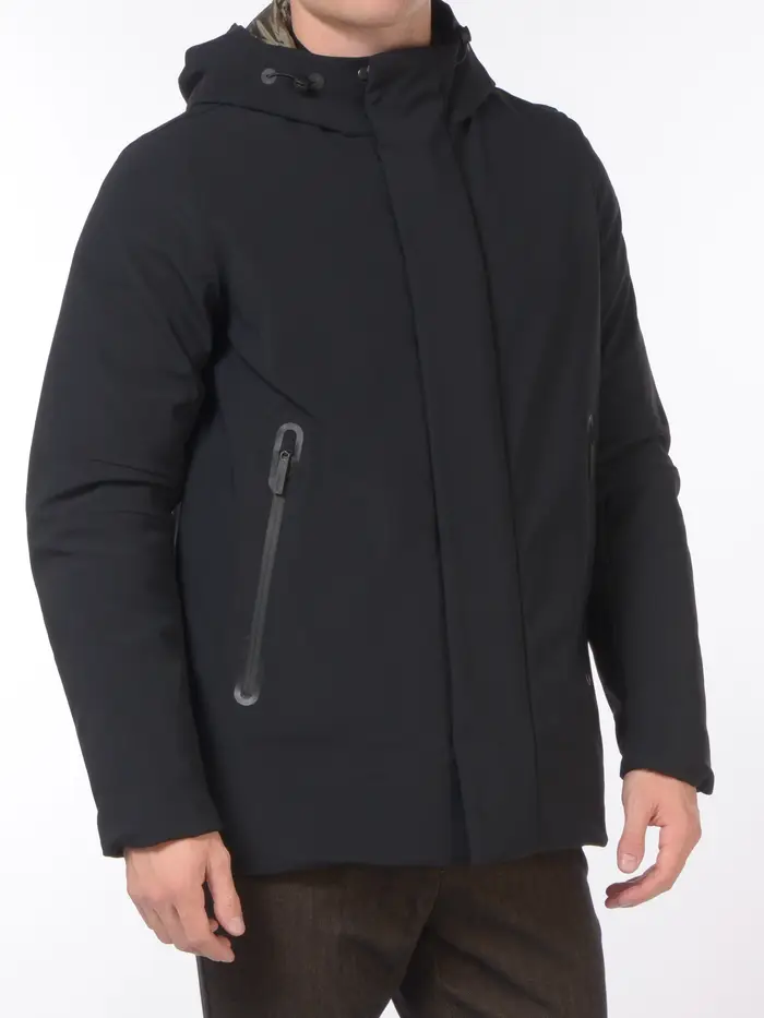 giaccone da uomo Rrd imbottito con cappuccio NERO