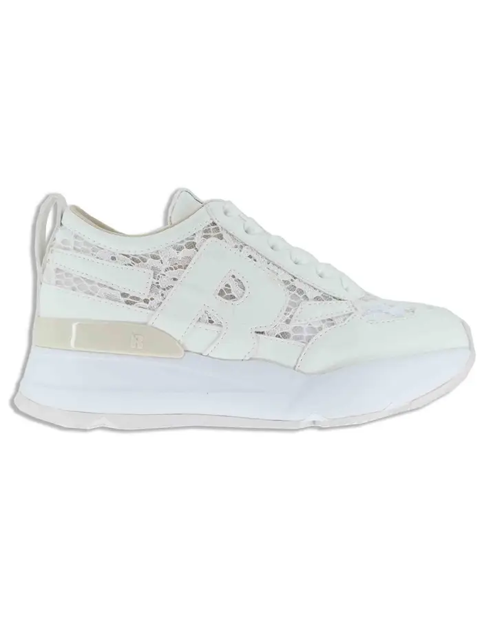 Ruco Line Sneakers in pelle e pizzo bianco Donna 4009-84585 2
