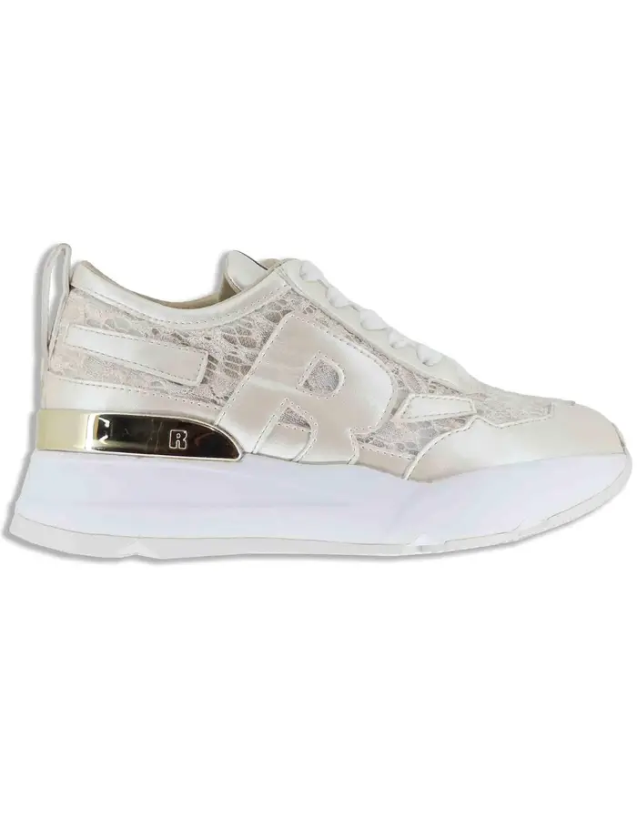 Ruco Line Sneakers in pelle e pizzo oro Donna 4009-84586 3
