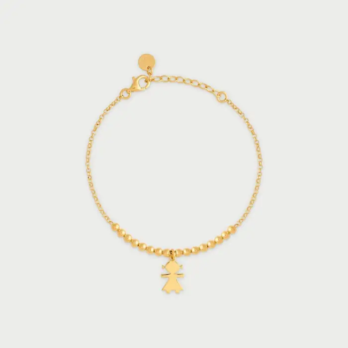 RUE DES MILLE Bracciale Micro 1 Bimba In Argento 925 Placcato Oro