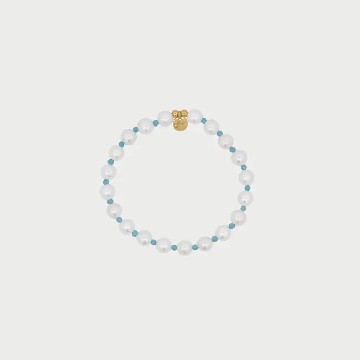 RUE DES MILLE Bracciale Perla E Zirconi Milky Turchesi