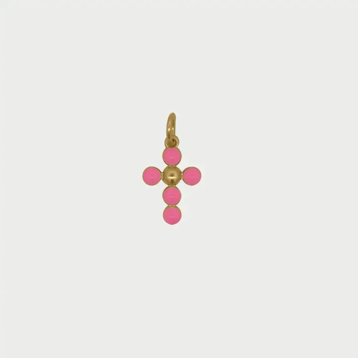 RUE DES MILLE Charm Croce Pallini Smalto Rosa