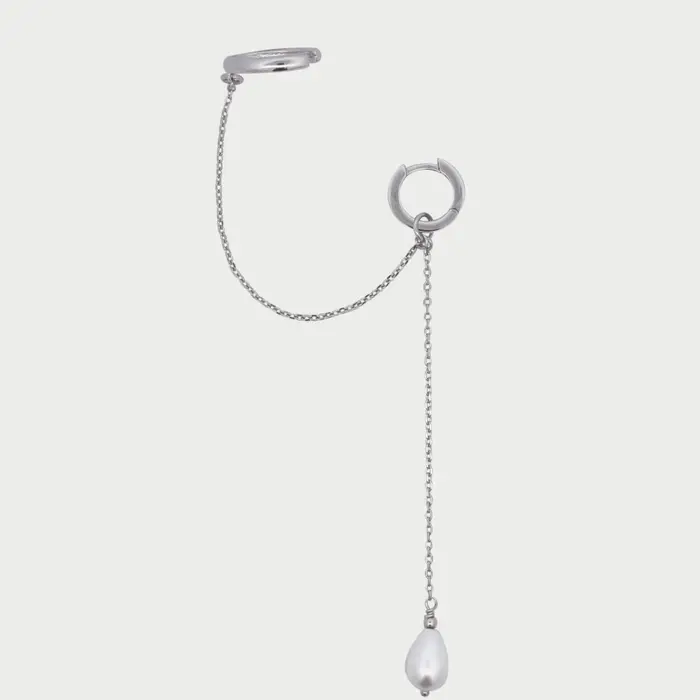 RUE DES MILLE Mono-Orecchino Con Earcuff Pearl Drop