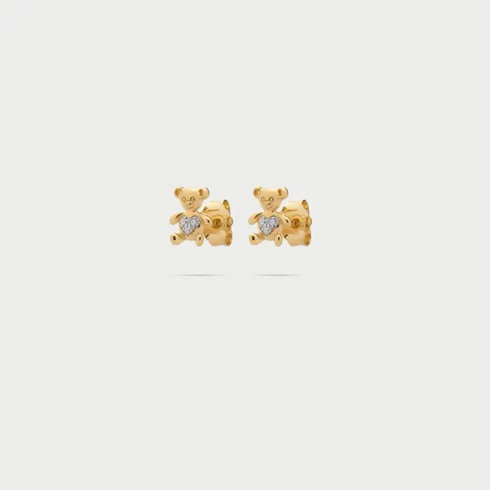 RUE DES MILLE Orecchini Lobo Micro Zirconi Orso - Teddy Fancy