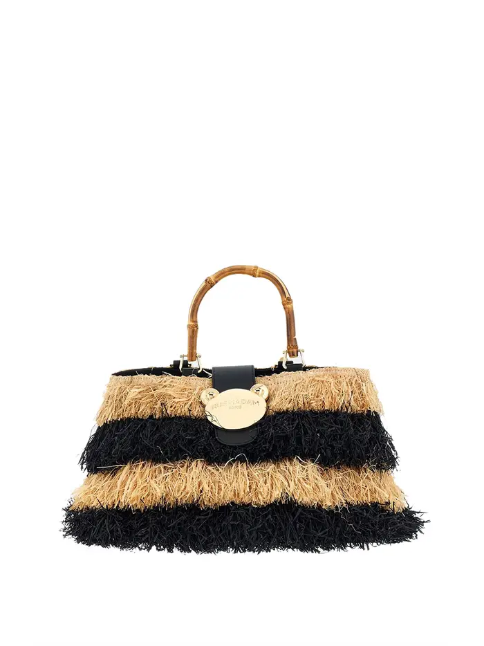 borsa a mano rue madam da donna - nero beige