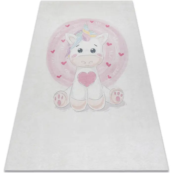Tappeti Rugsx Tappeto lavabile BAMBINO 1128 Unicorno per bambini Beige