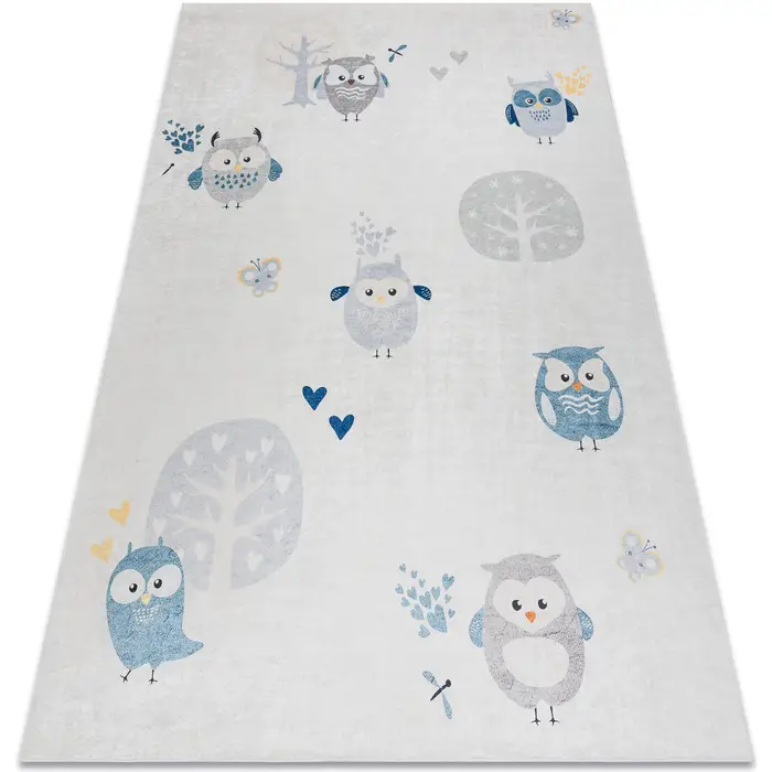 Tappeti Rugsx Tappeto lavabile BAMBINO 1161 gufi per bambini Grigio