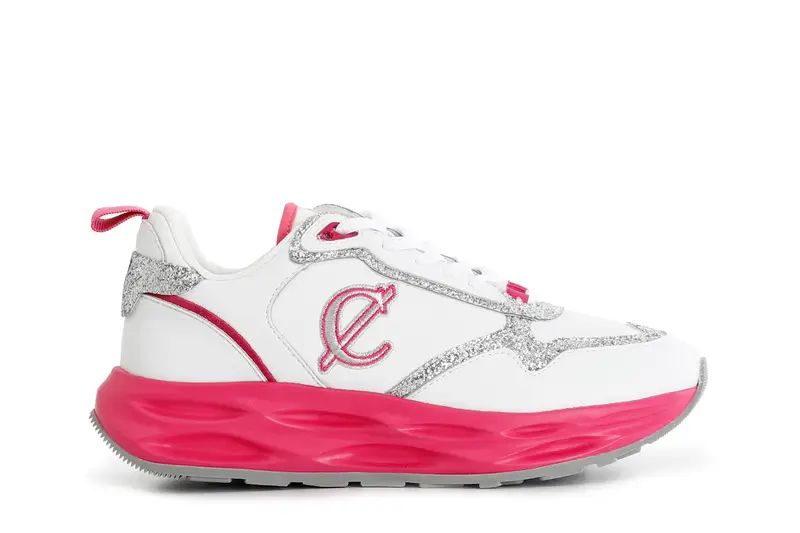 CafèNoir runnng con riporti glitter e fondo colorato bianco/fuxia