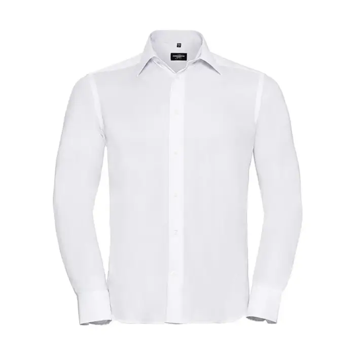 Russell Athletic Camicia a maniche lunghe su misura senza stiro ultima Blanc