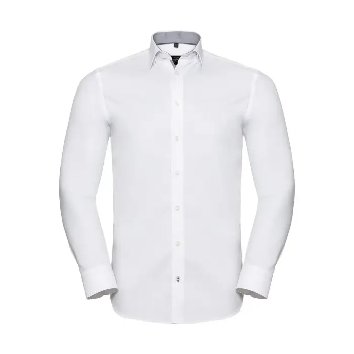 Russell Athletic Chemise Manches Longues Suprême à Chevron Contraste Blanc
