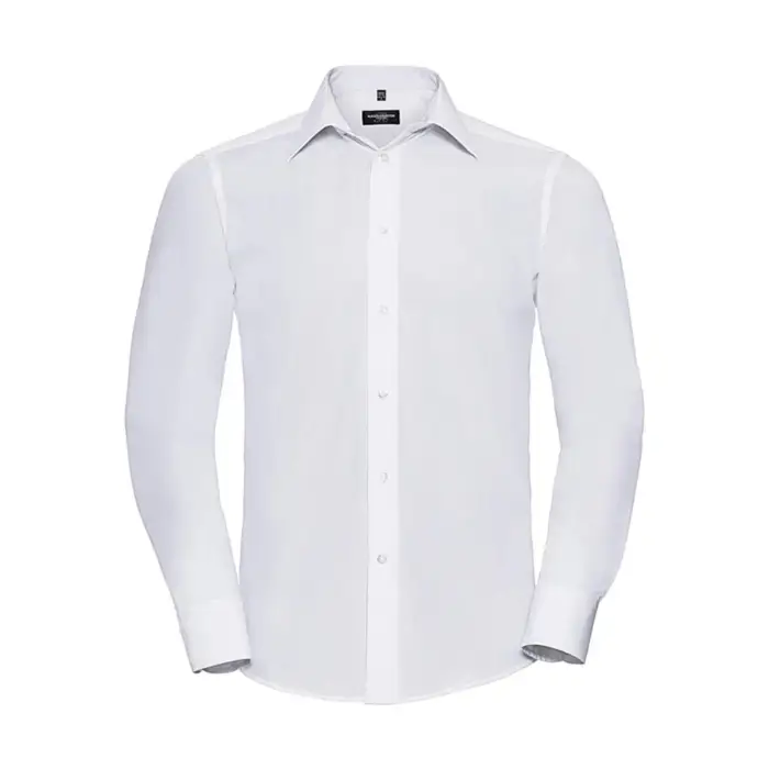 Russell Athletic Chemise Maniche Lunghe Su Misura In Popeline Blanc