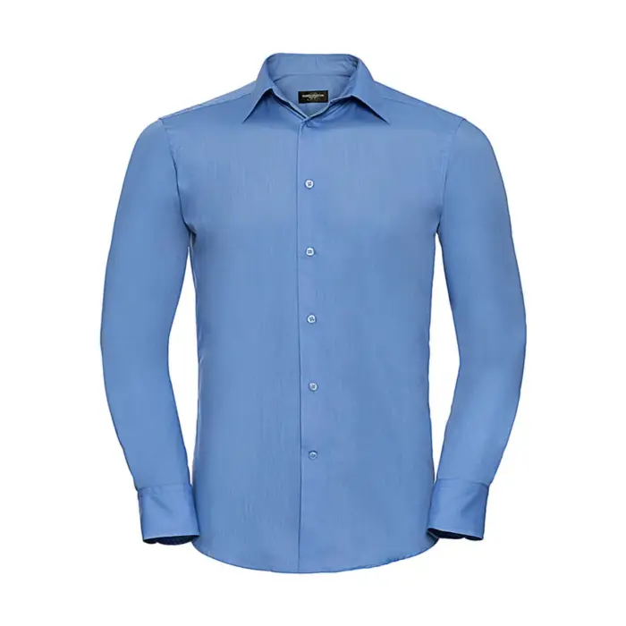 Russell Athletic Chemise Maniche Lunghe Su Misura In Popeline Bleu