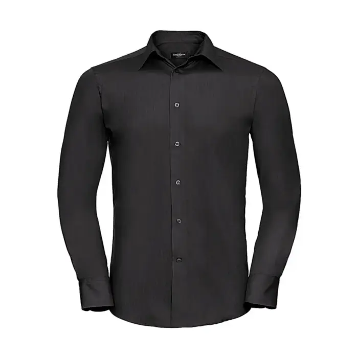 Russell Athletic Chemise Maniche Lunghe Su Misura In Popeline Noir