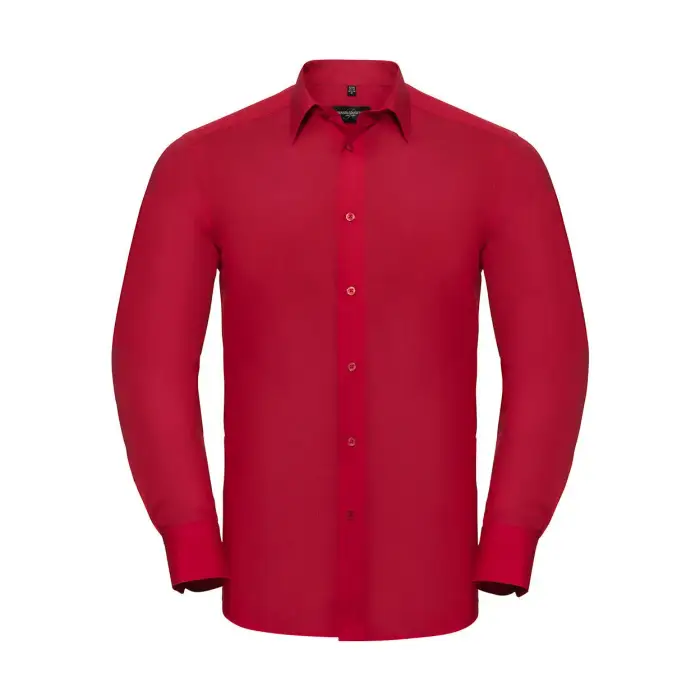 Russell Athletic Chemise Maniche Lunghe Su Misura In Popeline Rouge