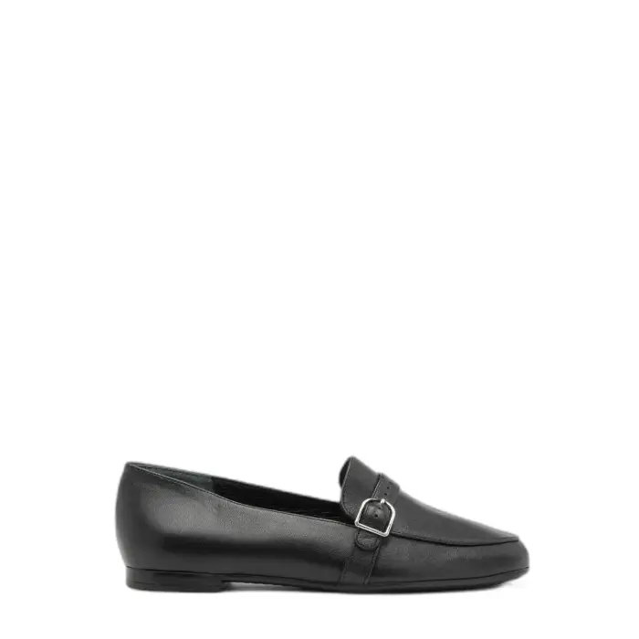 Ryłko Ballerine in pelle fiore naturale con cinturino donna Noir