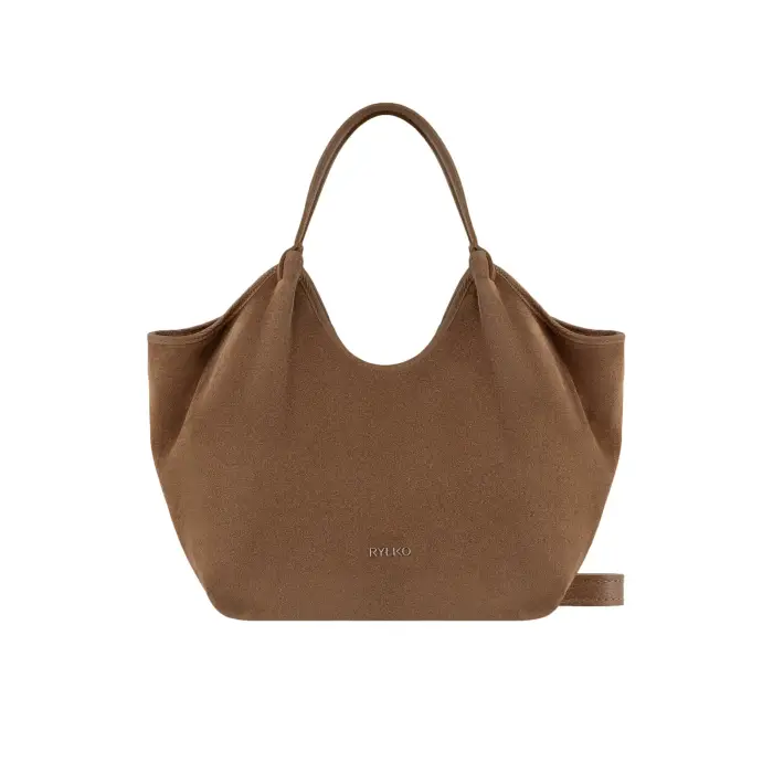 Borsa a tracolla in pelle e camoscio donna Ryłko Orange