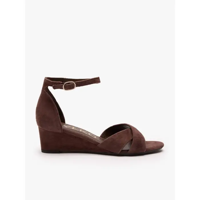 Ryłko Sandali con zeppa in pelle scamosciata donna Marron