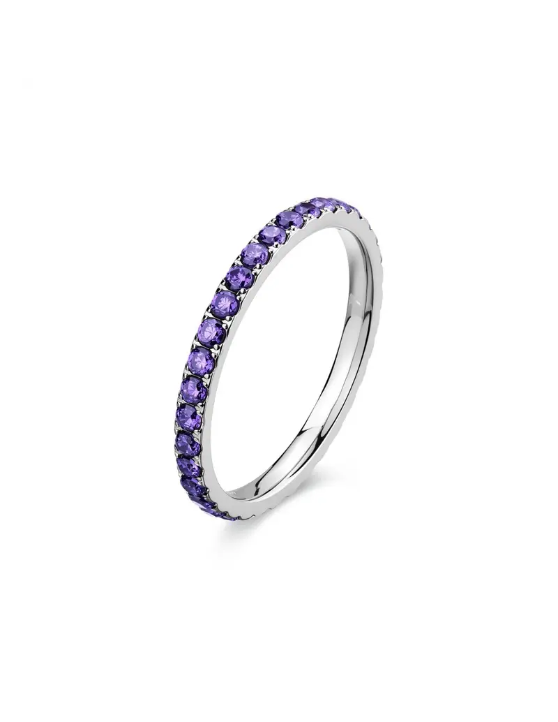 S'Agapo By Brosway Anello veretta S'AGAPO Dazzly SDZ158A in acciaio 316L con cristalli colore ametista Misura