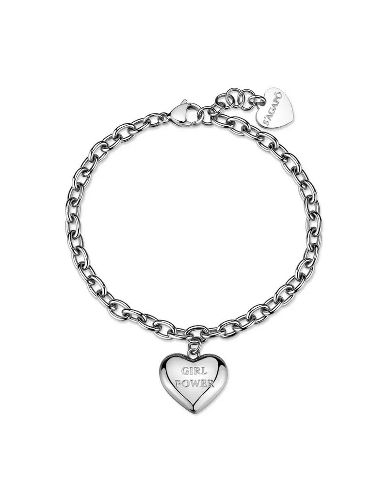 S'Agapo By Brosway Bracciale S'AGAPO Be My Always SBM98 in acciaio 316L con pendente cuore incisione GIRL POWER