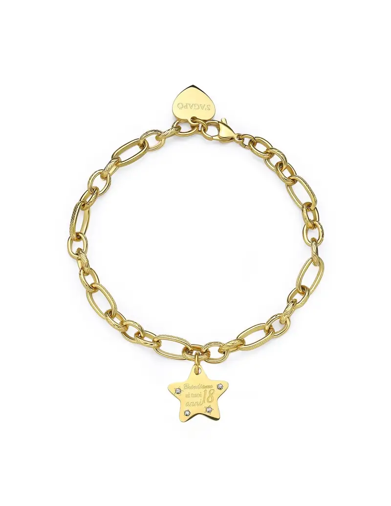 S'Agapo By Brosway Bracciale S'AGAPO' BE MY FAMILY in Acciaio 316L dorato SBY025 Brindiamo ai tuoi 18 anni