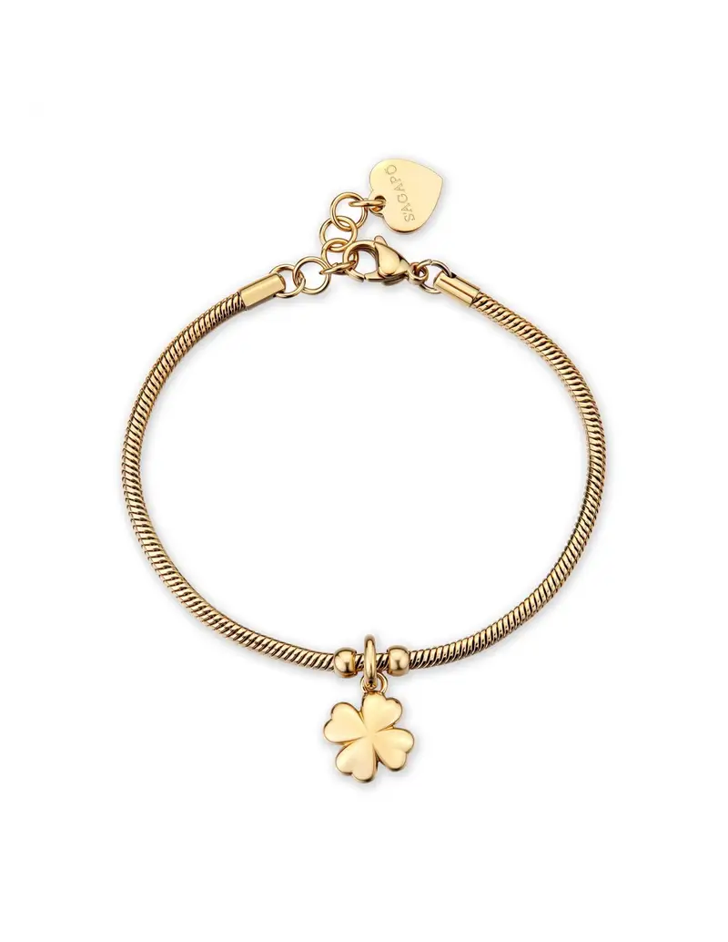 S'Agapo By Brosway Bracciale S'AGAPO Click SCK290 in acciaio 316L dorato pendente Quadrifoglio