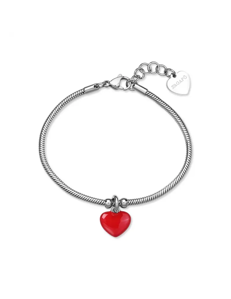 S'Agapo By Brosway Bracciale S'AGAPO Click SCK291 in acciaio 316L pendente Cuore rosso