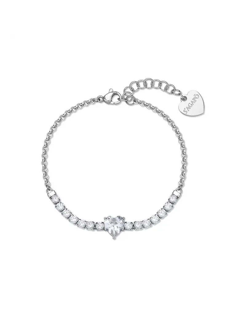 S'Agapo By Brosway Bracciale S'AGAPO Dazzly SDZ151 in acciaio 316L con cristalli e cuore