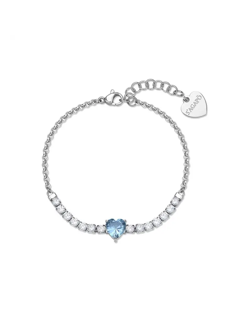 S'Agapo By Brosway Bracciale S'AGAPO Dazzly SDZ152 in acciaio 316L con cristalli e cuore colore acqua marina