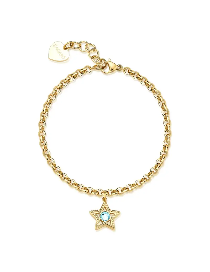 S'Agapo By Brosway Bracciale S'AGAPO' LUCKY LIGHT in Acciaio 316L dorato SKT44 Stella e Cristallo aqua bohemica