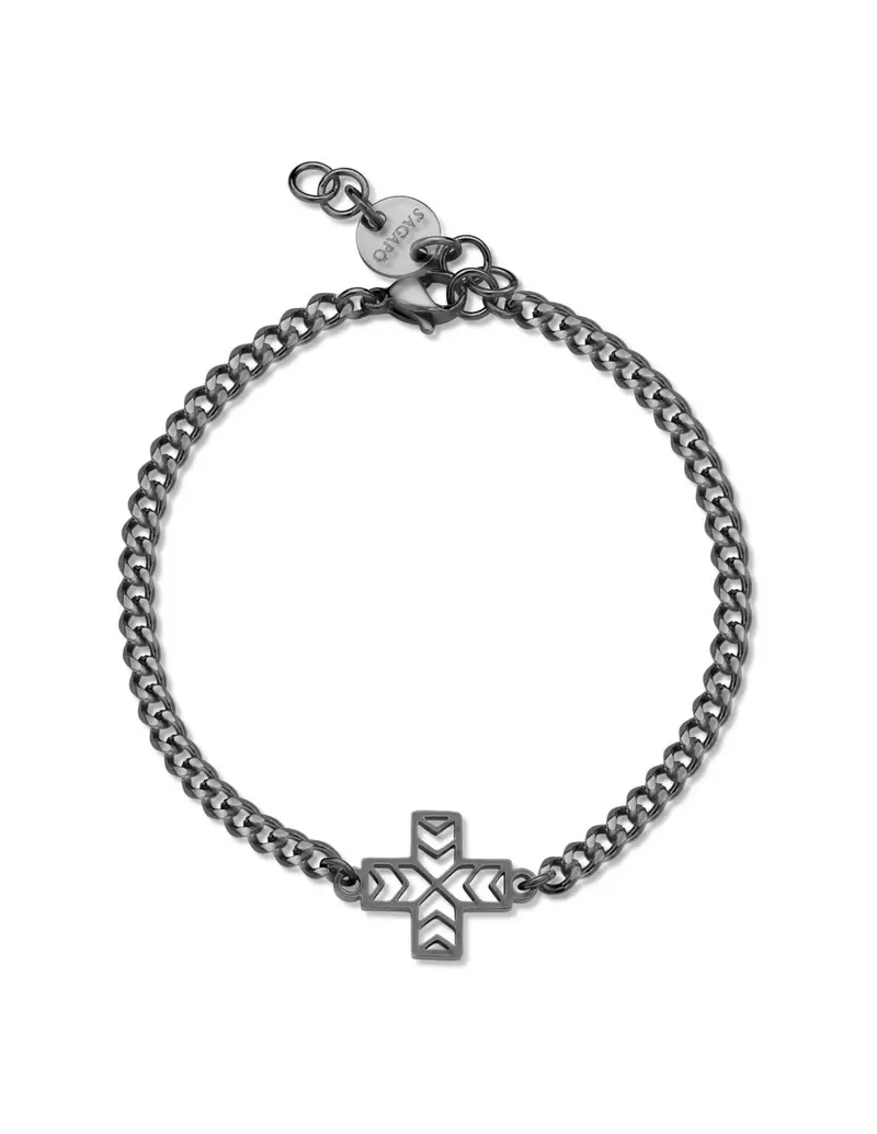 S'Agapo By Brosway Bracciale S'AGAPO' Uomo REBEL Acciaio 316L SRB15 Ruthenium Croce