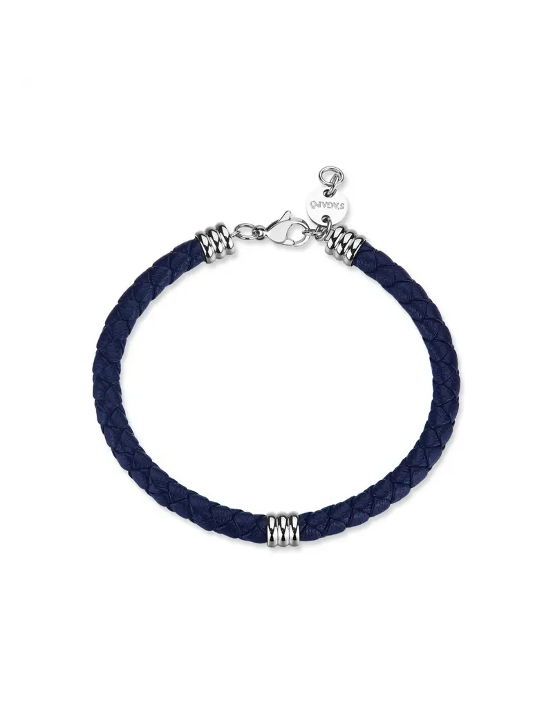 S'Agapo By Brosway Bracciale Uomo S'AGAPO Nomad SNO13 in pelle blu intrecciata con elementi in acciaio 316L
