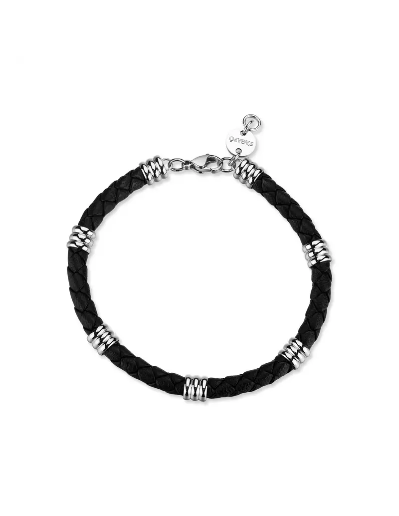 S'Agapo By Brosway Bracciale Uomo S'AGAPO Nomad SNO14 in pelle nera intrecciata con elementi in acciaio 316L
