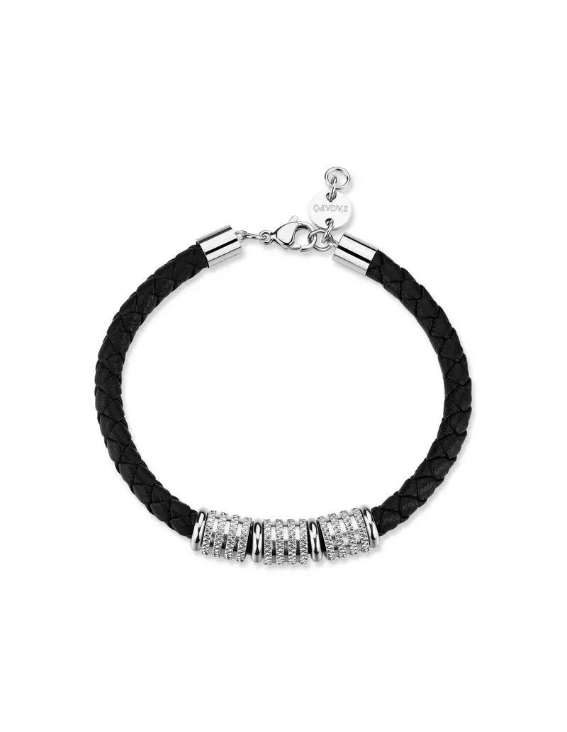 S'Agapo By Brosway Bracciale Uomo S'AGAPO Nomad SNO16 in pelle nera intrecciata con elementi in acciaio 316L e pvd nero