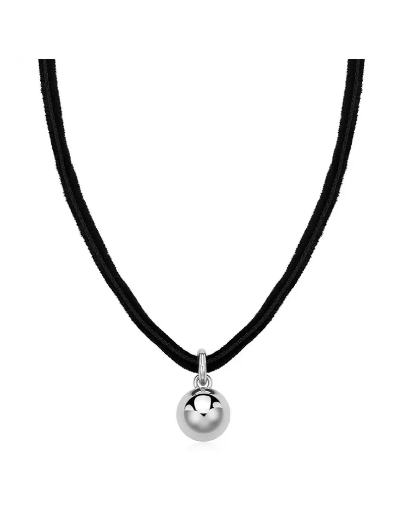 S'Agapo By Brosway Collana chocker S'AGAPO Click SCK276 in velluto nero e pendente Sfera in acciaio 316L