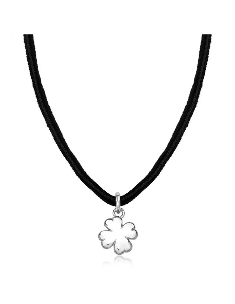 S'Agapo By Brosway Collana chocker S'AGAPO Click SCK277 in velluto nero e pendente Quadrifoglio in acciaio 316L