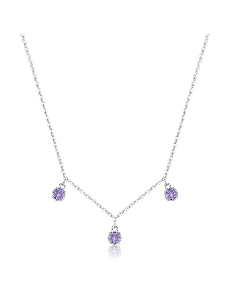 S'Agapo By Brosway Collana S'AGAPO Dazzly SDZ142 in acciaio 316L con 3 cristalli pendenti colore ametista