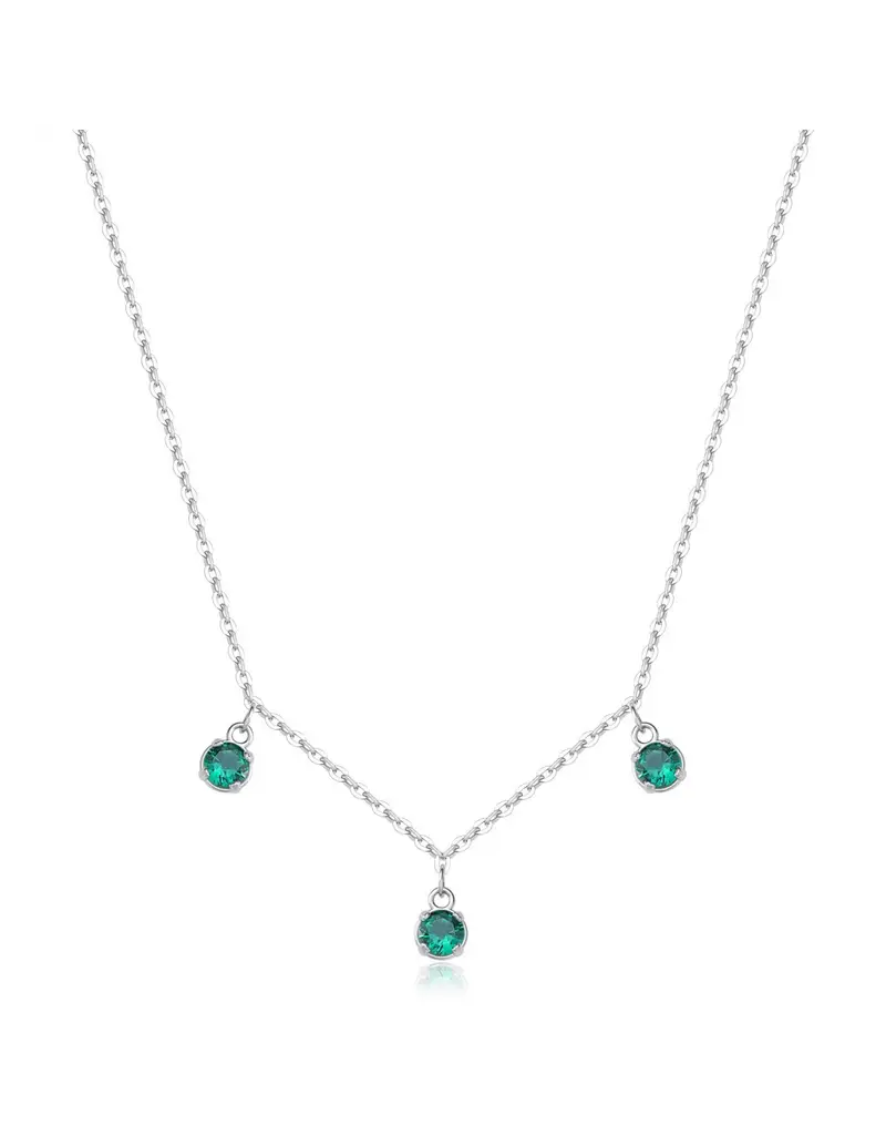 S'Agapo By Brosway Collana S'AGAPO Dazzly SDZ144 in acciaio 316L con 3 cristalli pendenti colore smeraldo