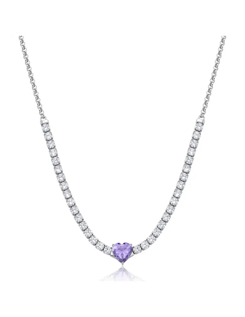 S'Agapo By Brosway Collana S'AGAPO Dazzly SDZ149 in acciaio 316L con cristalli e cuore colore ametista