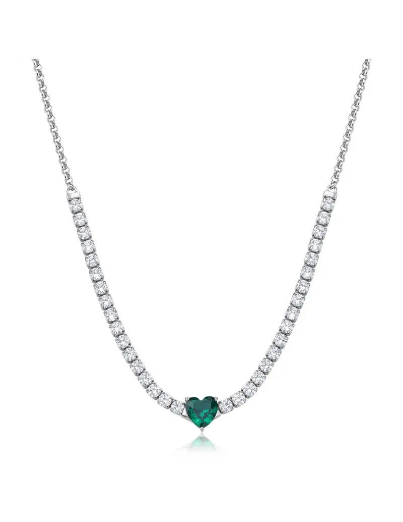 S'Agapo By Brosway Collana S'AGAPO Dazzly SDZ150 in acciaio 316L con cristalli e cuore colore smeraldo