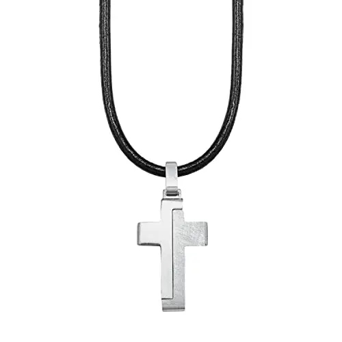 s.Oliver Collana per bambini in pelle e Acciaio Inossidabile, 40+3 cm, Argento, in confezione regalo