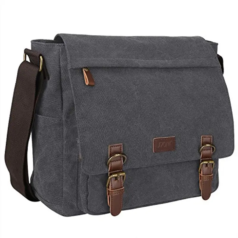 S-ZONE Borsa per Laptop da 15 Inch Borsa aTracolla per Messenger Unisex in Tela Vintage