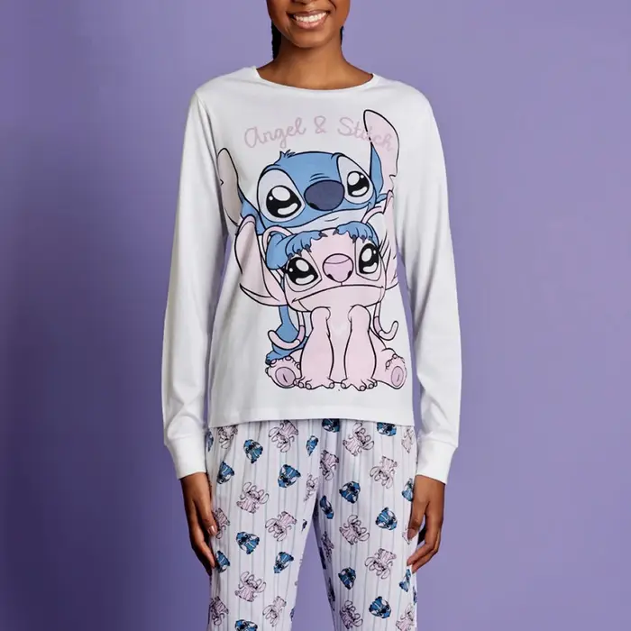 Sabor Pigiama disney stitch 3944 fresco cotone donna azzurro