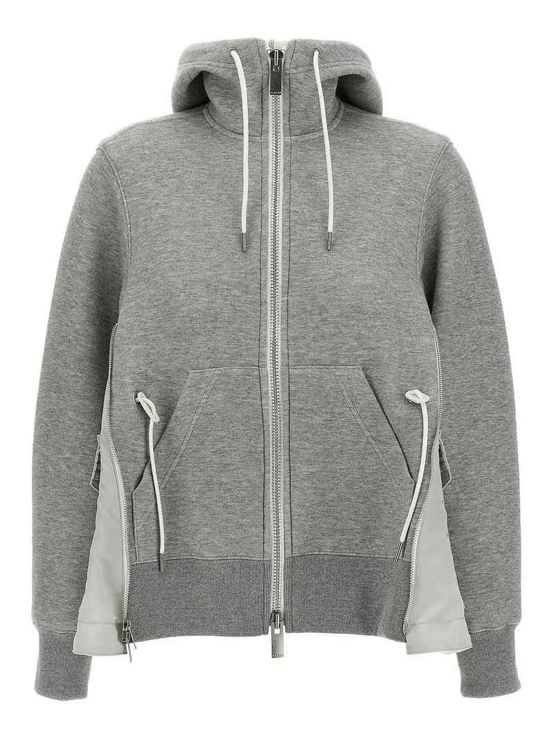 Sacai Felpa con cappuccio in spugna Grigio