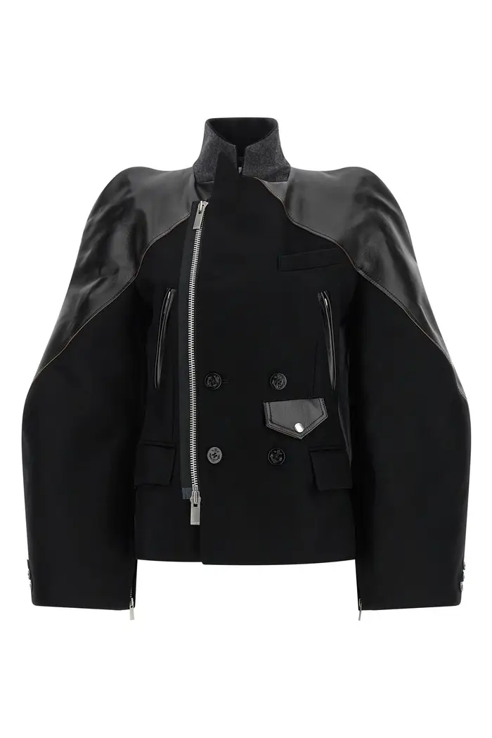 SACAI Giacca In Lana Melton Nero