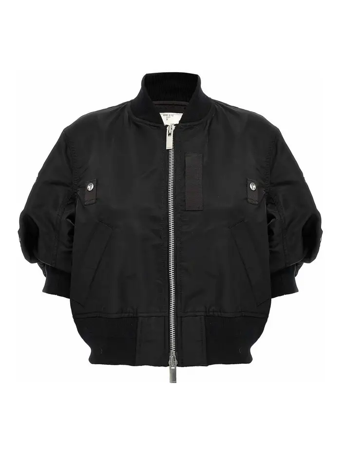 Sacai Giubbotto bomber con maniche a 3/4 Nero