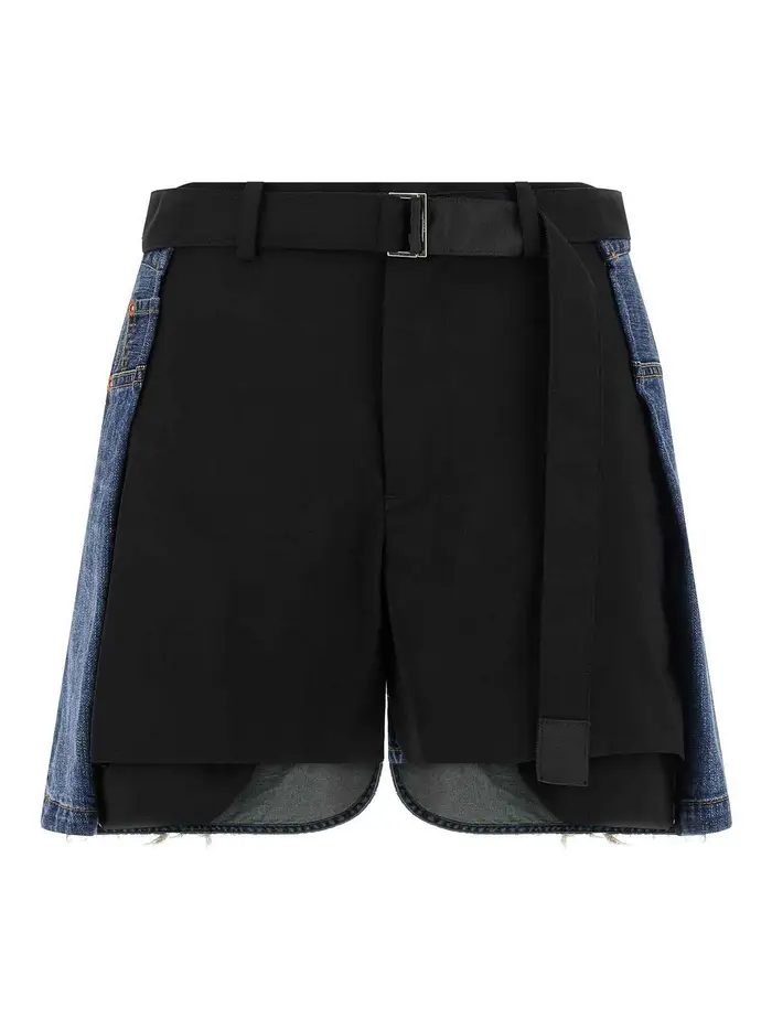 Sacai Pantaloncini con inserto in lana Multicolore